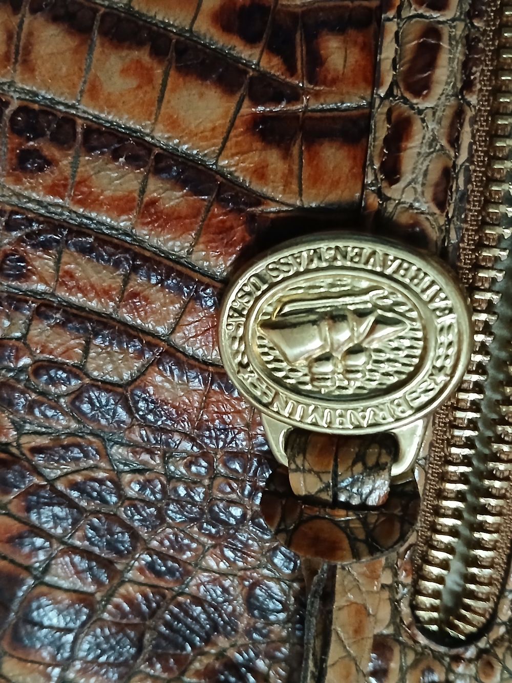 Brahmin Brown Croc-Embossed Satchel - Picture 3 of 16